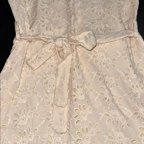 roolee cream colored eyelet dress. size xs. zipper. tie around waist. excellent. - Picture 7 of 8